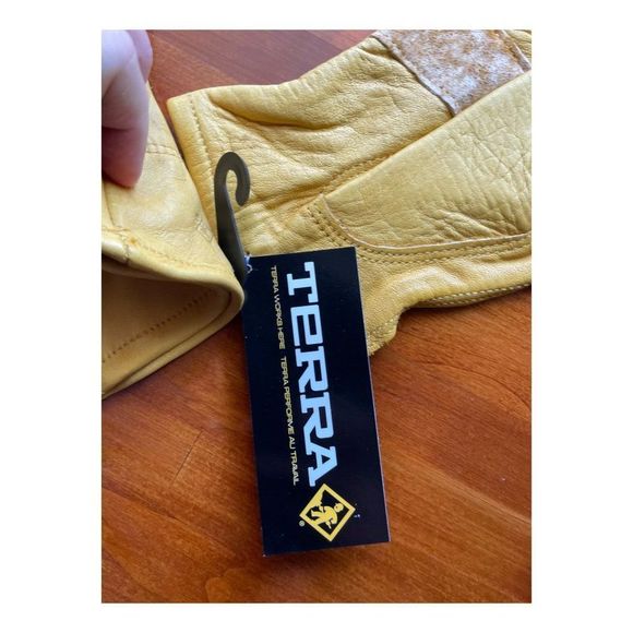 Terra Cowhide Leather Work Gloves Tan NWT Sz M - Picture 2 of 13